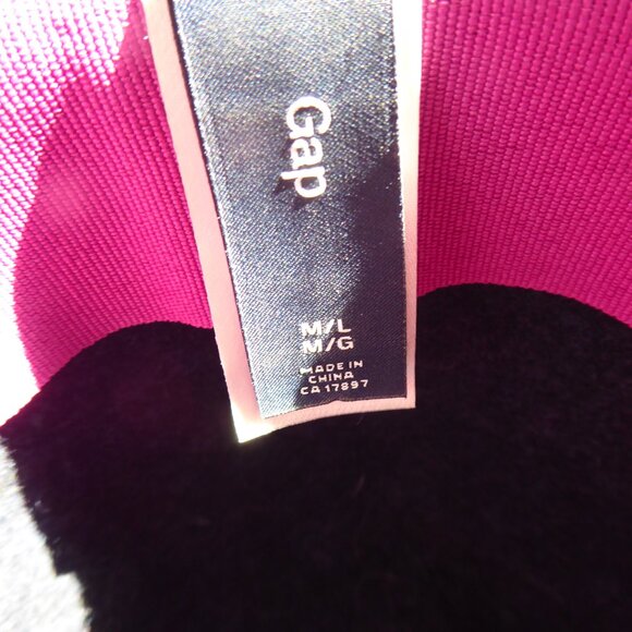 GAP Vintage 90s UNISEX 100% Wool Wide Brim Fedora Blue Sun Hat M/L - Picture 5 of 10